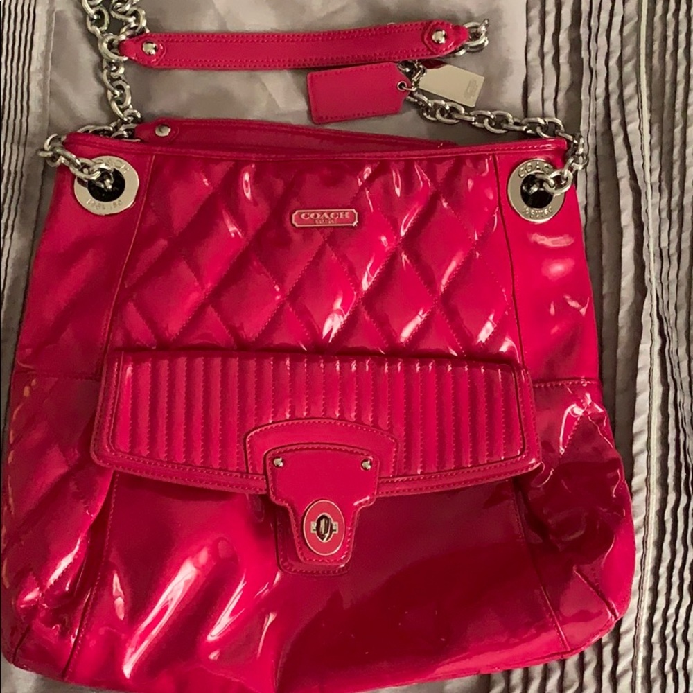 Coach Pink patent leather shoulder bag